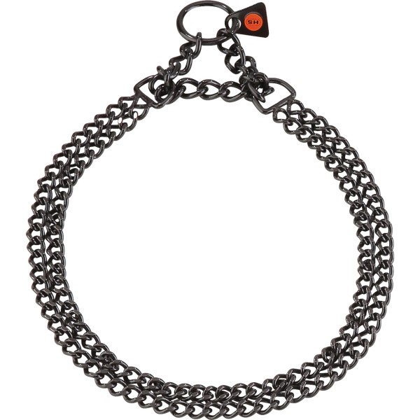 Sprenger - Halskette, 2-reihig, flach geschliffene Glieder - Edelstahl Rostfrei schwarz, 2,0 mm
