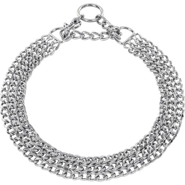 Sprenger - Halskette, 3-reihig, flach geschliffene Glieder - Stahl verchromt, 2,0 mm