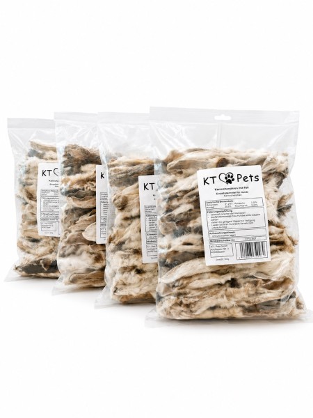 KT-Pets - Kaninchenohren mit Fell 4x500g