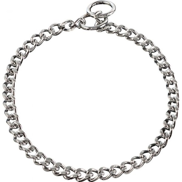 Sprenger - Halskette, flach geschliffene, enge Glieder - Stahl verchromt, 4,0 mm