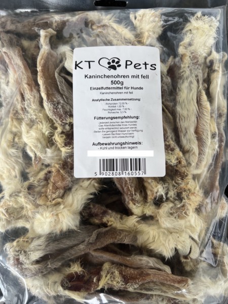 KT-Pets - Kaninchenohren mit Fell 500g